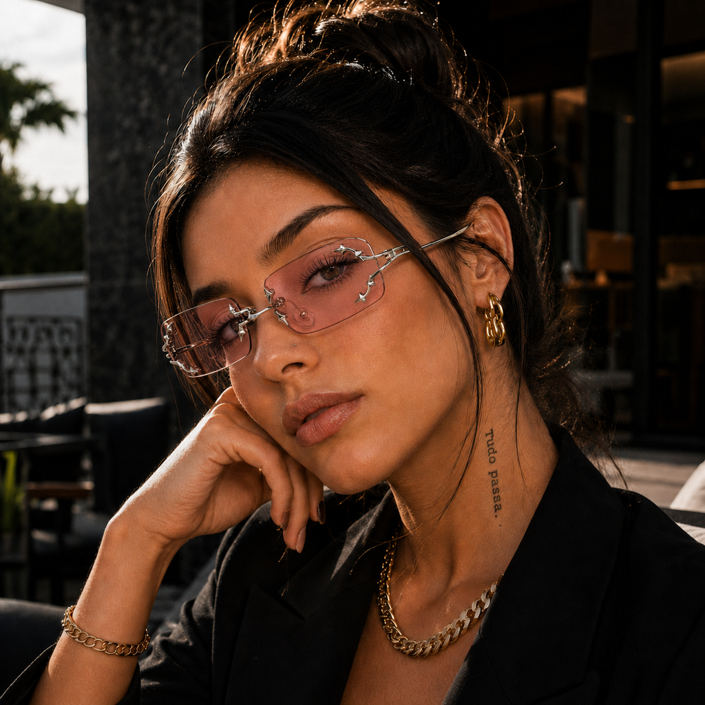 SCORPION Signature Y2K - Óculos de Sol Rimless Quadrado UV400