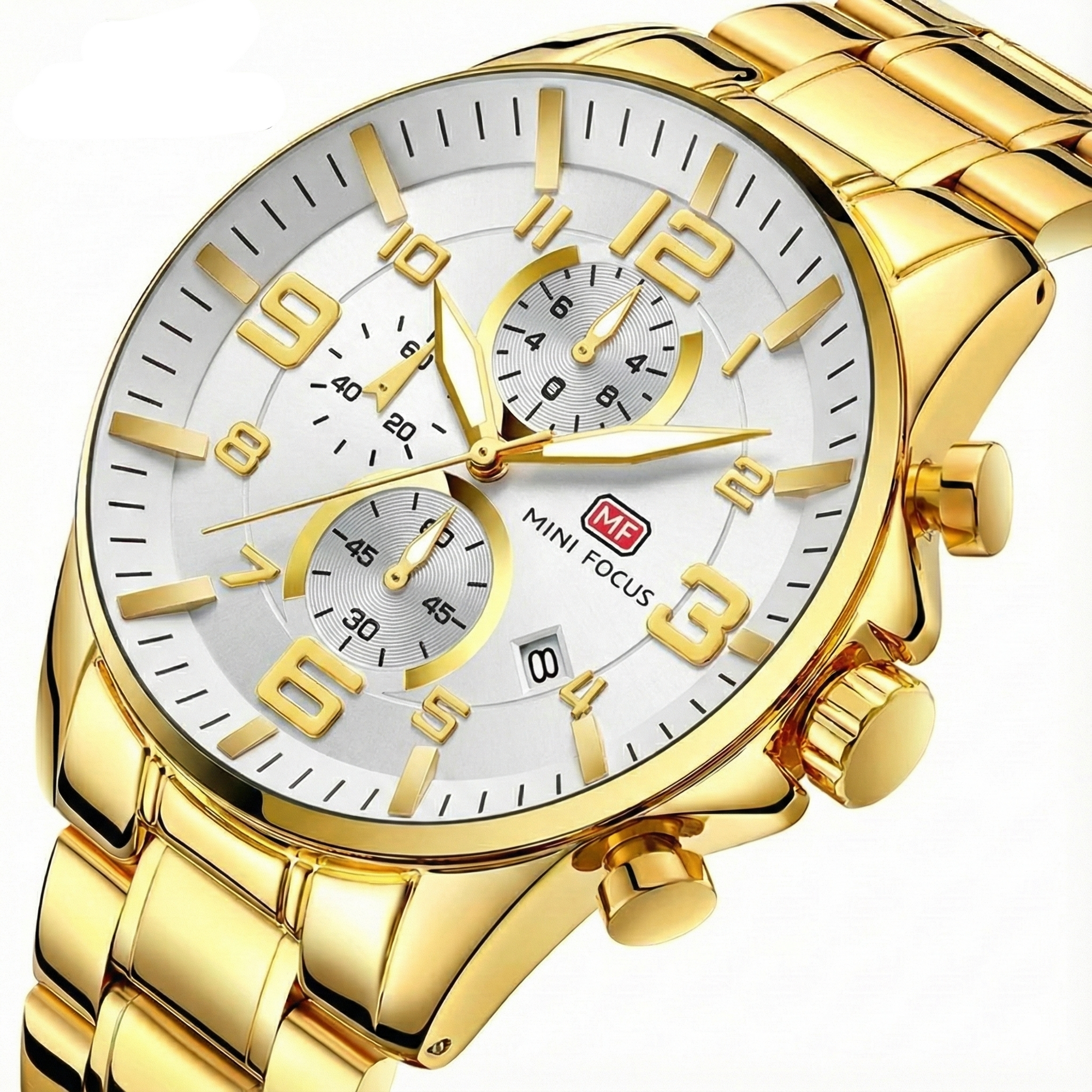 MiniFocus Chrono Steel | Aço Inoxidável White