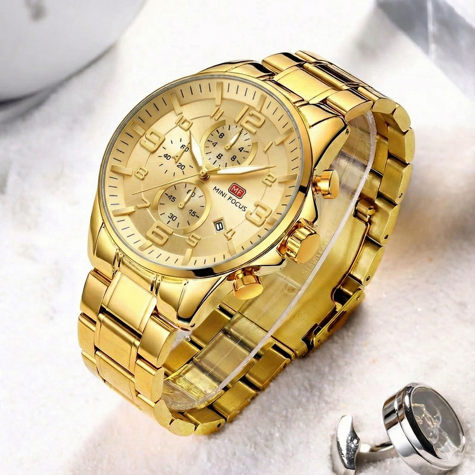 MiniFocus Chrono Steel | Aço Inoxidável Gold