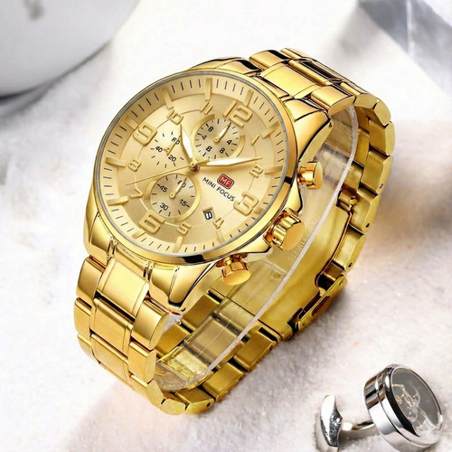MiniFocus Chrono Steel | Aço Inoxidável Gold