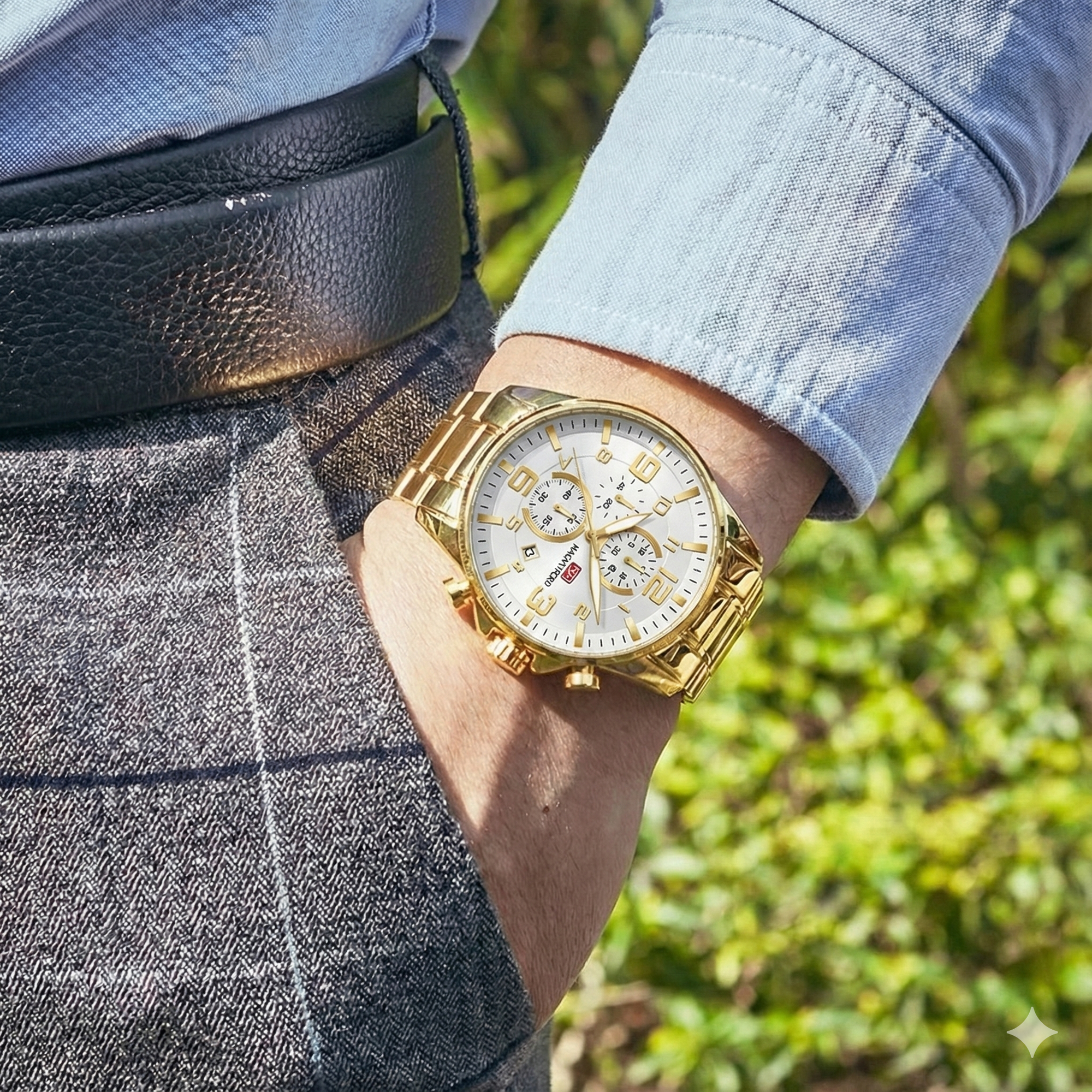 MiniFocus Chrono Steel | Aço Inoxidável White