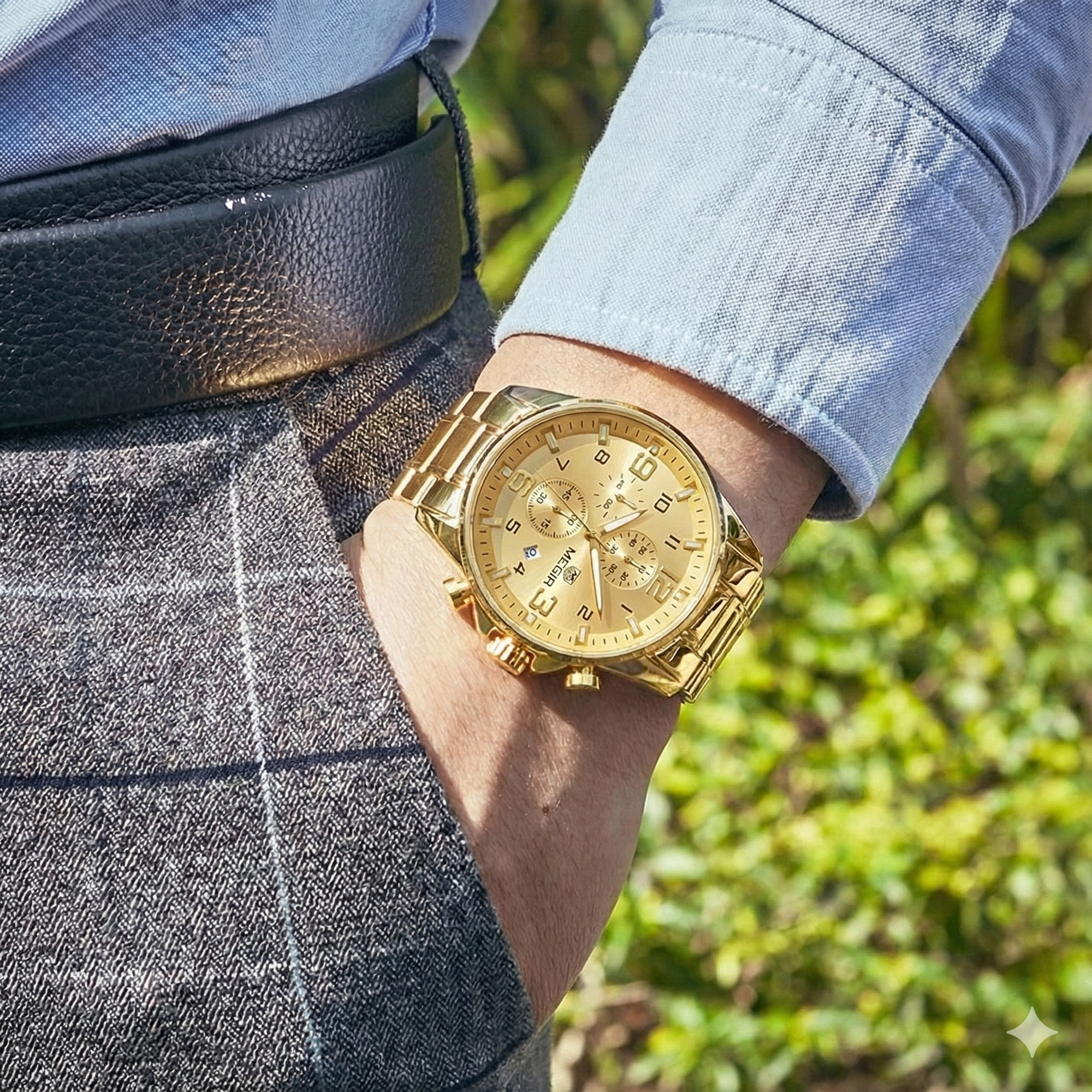 MiniFocus Chrono Steel | Aço Inoxidável Gold