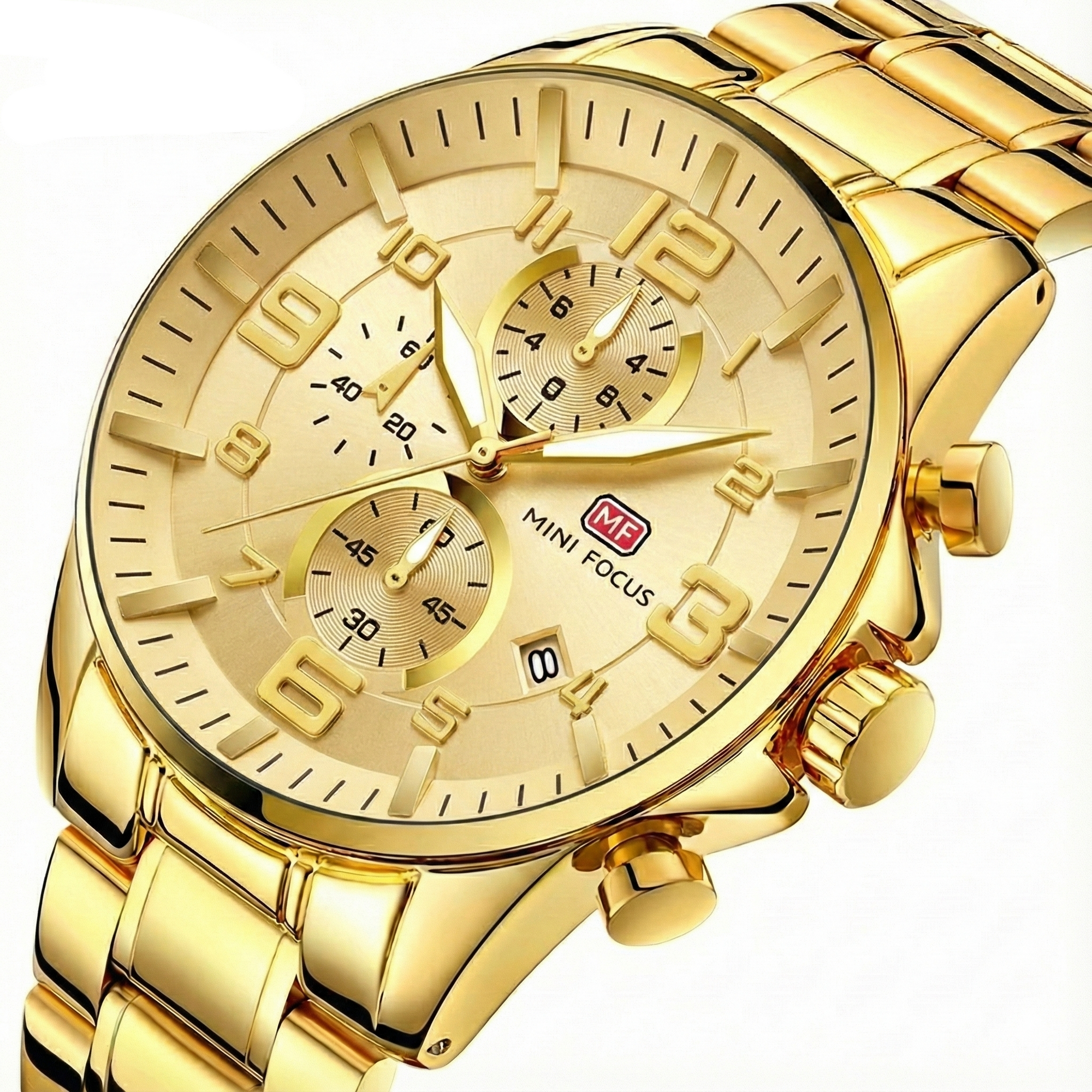 MiniFocus Chrono Steel | Aço Inoxidável Gold