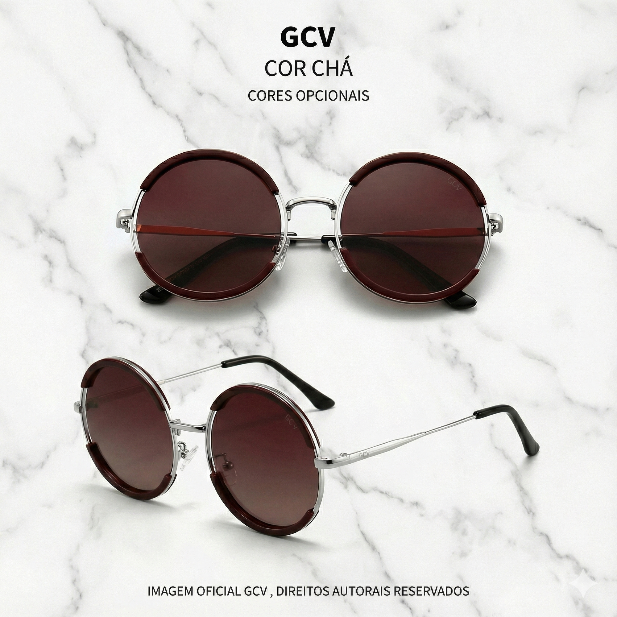 Óculos Feminino Luna Air – Redondo em Alumínio Magnésio Ultra Leve & Polarizado