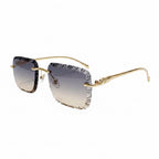 Óculos Diamond Square Rimless Luxury UV400 | Design Premium Lapidado Sem Aro