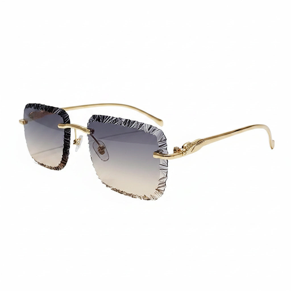 Óculos Diamond Square Rimless Luxury UV400 | Design Premium Lapidado Sem Aro