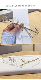 Óculos de Sol Vintage Rimless Quadrado Y2K Rebite Estrela UV400