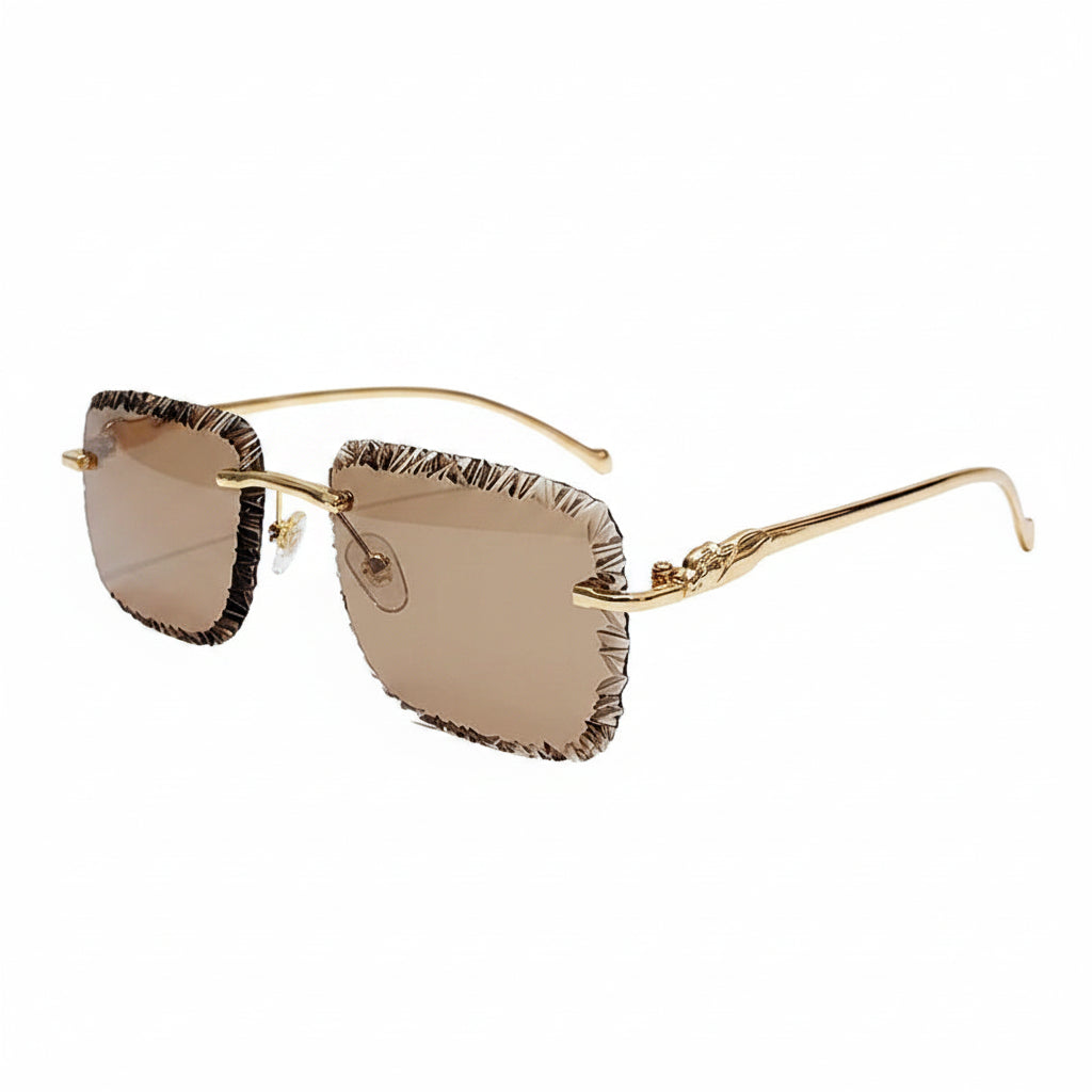 Óculos Diamond Square Rimless Luxury UV400 | Design Premium Lapidado Sem Aro