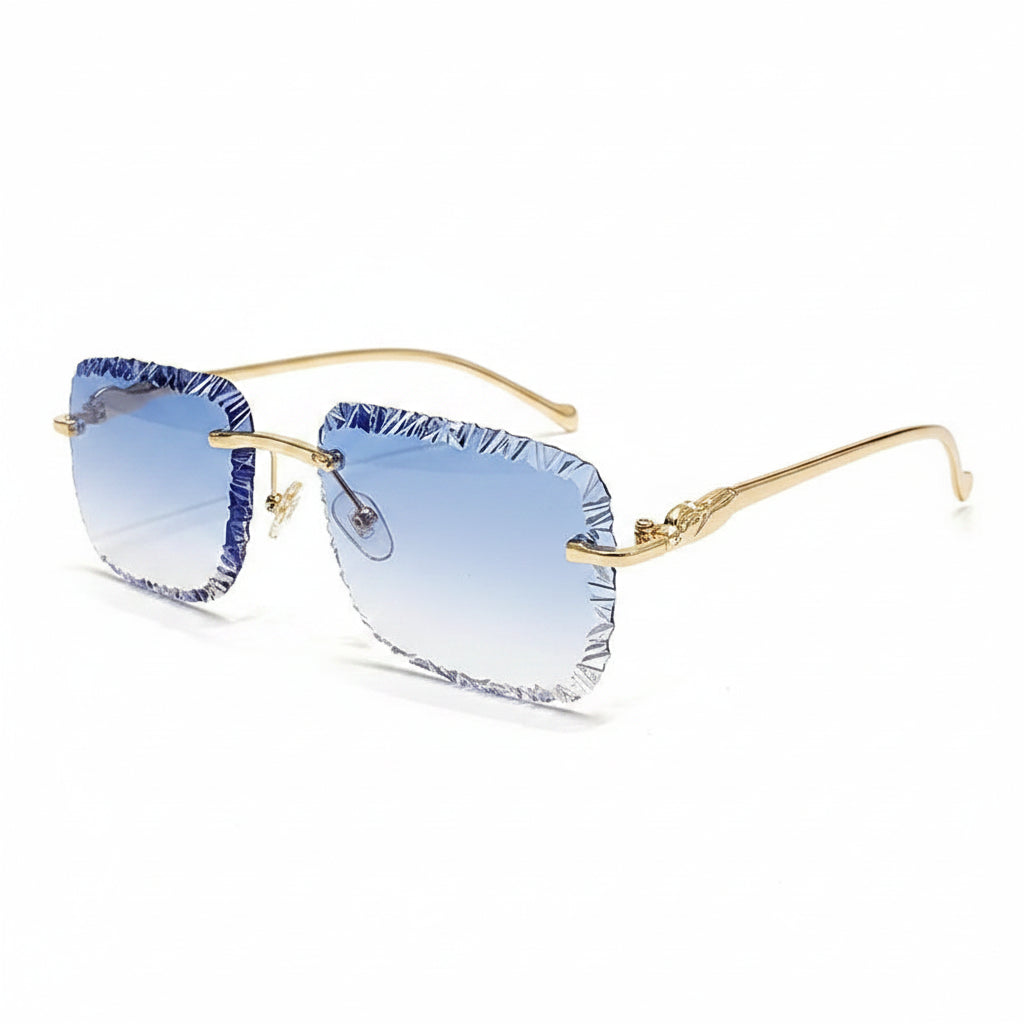 Óculos Diamond Square Rimless Luxury UV400 | Design Premium Lapidado Sem Aro