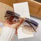 Óculos Diamond Square Rimless Luxury UV400 | Design Premium Lapidado Sem Aro