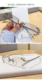 Óculos de Sol Vintage Rimless Quadrado Y2K Rebite Estrela UV400
