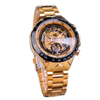Relógio Masculino Azure Skeleton™ Golden - Automático Mecânico Luxo