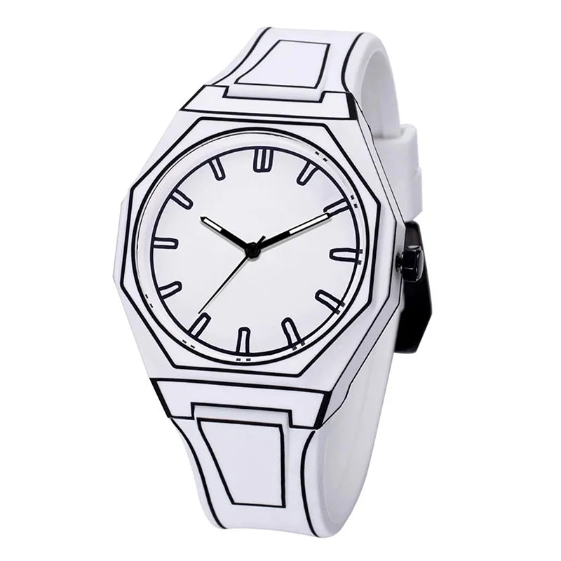 Relógio Phantom Sketch™ Design 2D Cartoon Minimalista - Edição Concept