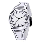 Relógio Phantom Sketch™ Design 2D Cartoon Minimalista - Edição Concept