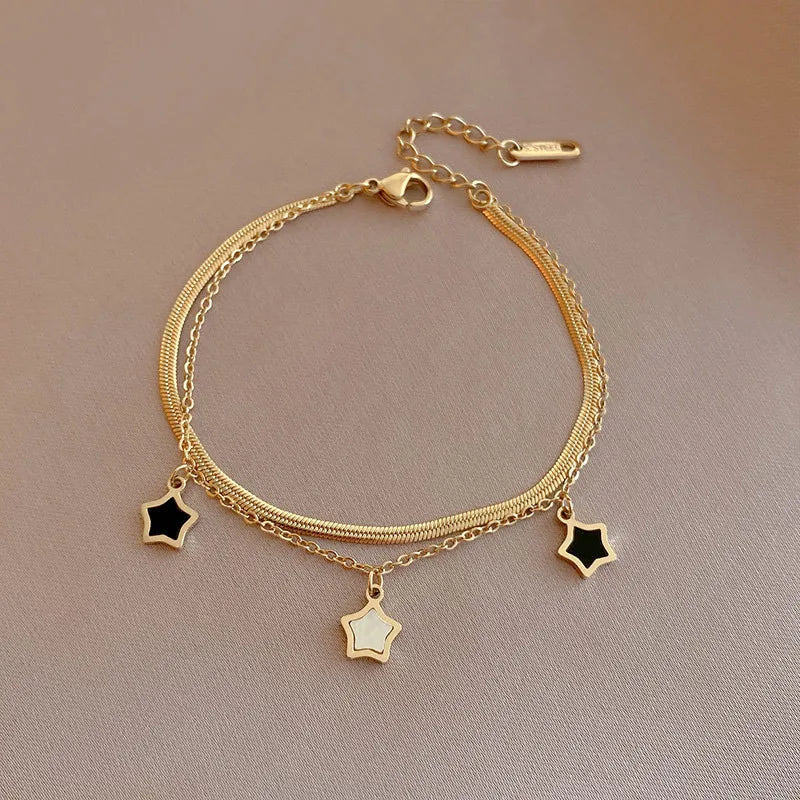 Conjunto de Colar e Pulseira Aço Inoxidável 316L com Pingente de Estrela