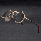 Óculos Lunare™ Steampunk Vintage – Estilo Retrô com Lente Flip Anti-reflexo UV400