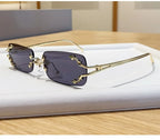 Óculos de Sol Vintage Rimless Quadrado Y2K Rebite Estrela UV400