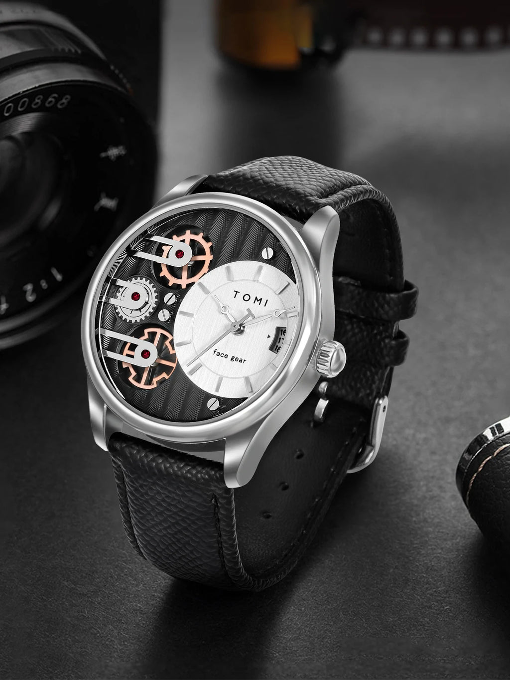 Relógio TOMI Masculino de Luxo – Kit Presente com Pulseiras Extras