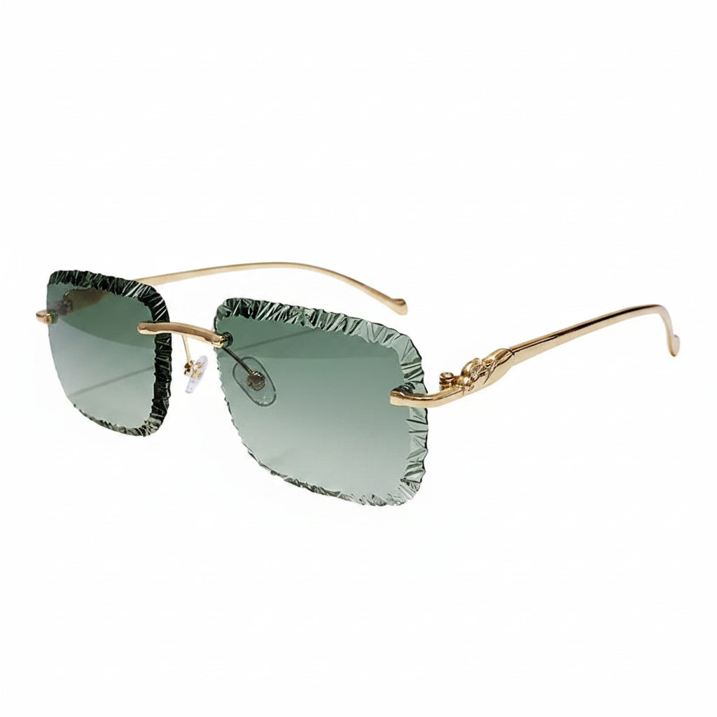 Óculos Diamond Square Rimless Luxury UV400 | Design Premium Lapidado Sem Aro