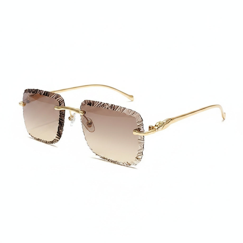 Óculos Diamond Square Rimless Luxury UV400 | Design Premium Lapidado Sem Aro