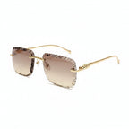 Óculos Diamond Square Rimless Luxury UV400 | Design Premium Lapidado Sem Aro