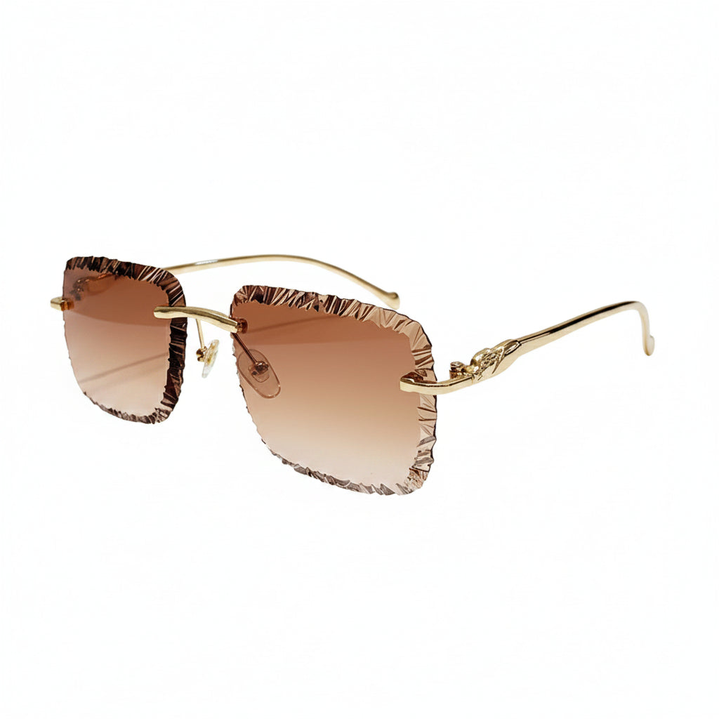 Óculos Diamond Square Rimless Luxury UV400 | Design Premium Lapidado Sem Aro