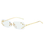 Óculos de Sol Vintage Rimless Quadrado Y2K Rebite Estrela UV400