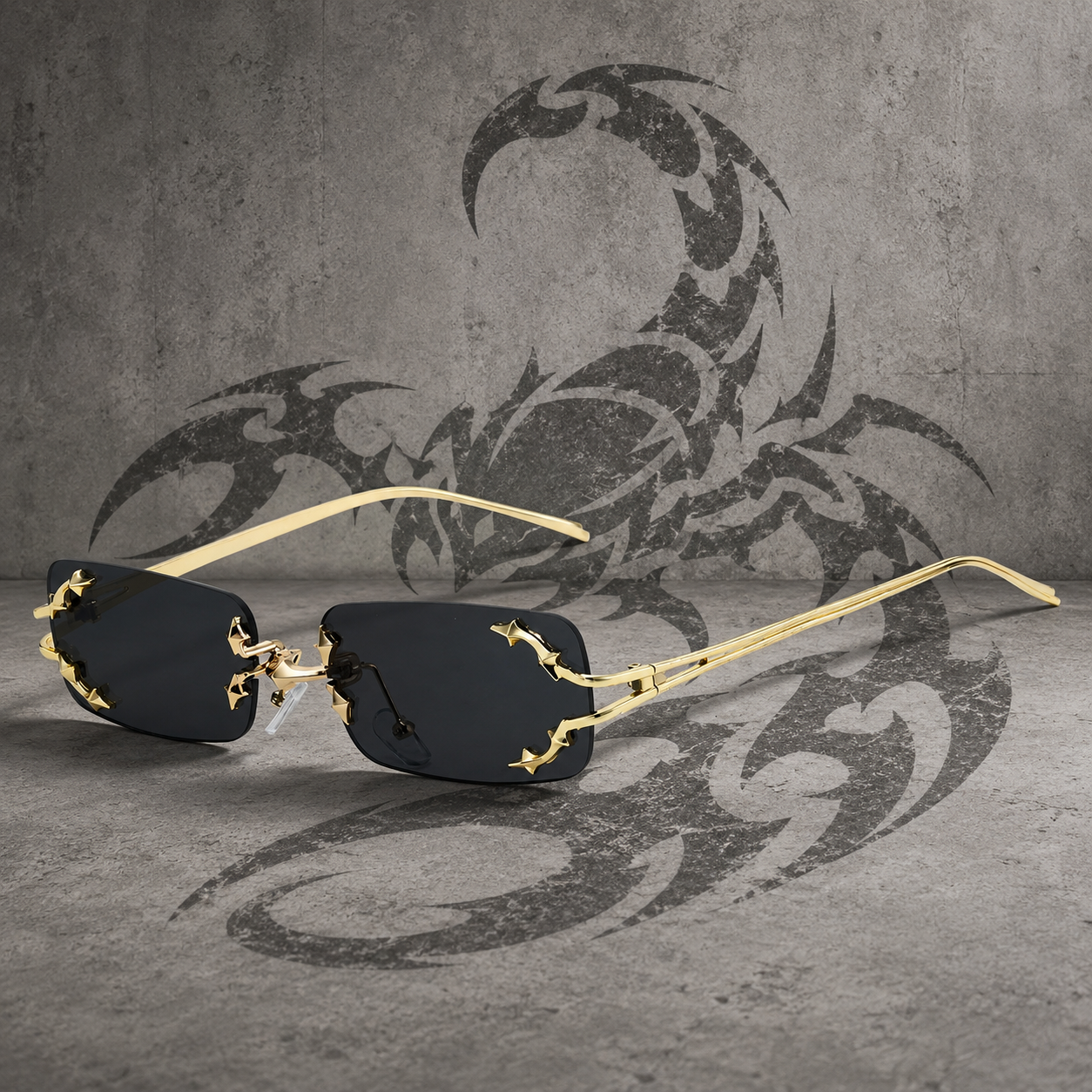 SCORPION Signature Y2K - Óculos de Sol Rimless Quadrado UV400