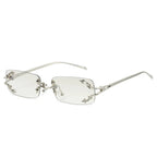 Óculos de Sol Vintage Rimless Quadrado Y2K Rebite Estrela UV400